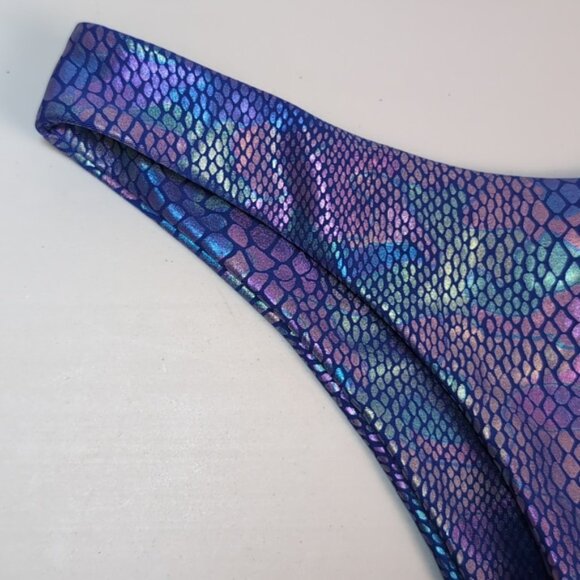 3/$20 Shein Metallic Snakeskin Print Bikini Bottoms Shiny Mermaid Rave Costume - Picture 2 of 6